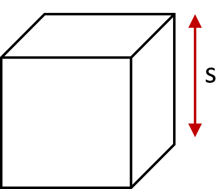 A cube with side length denoted by s