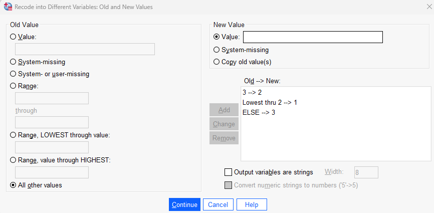 An image showing the Old and New Values pop up window