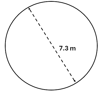 A circle with a dotted line from one side to the other, crossing the middle of the circle. This line is labelled 7.3mm.