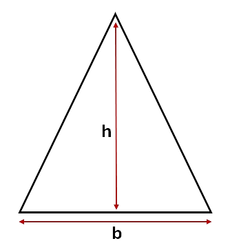 A triangle with it's base labelled b and its height labelled h.