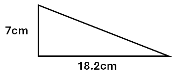 A triangle with it's base labelled 18.2cm and its height labelled 7cm.