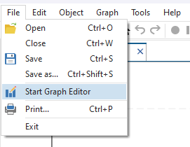 An image of the File options with Start Graph Editor highlighted.