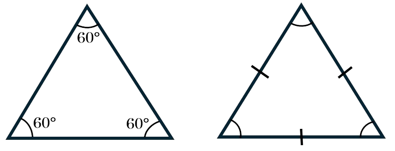 Two triangles with angles that are all less than ninety degrees.