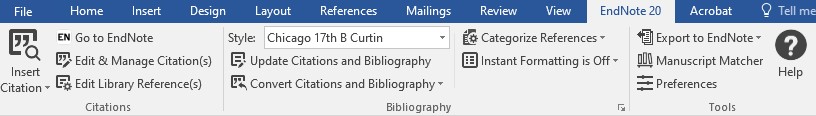 Cite While You Write toolbar in Microsoft Word