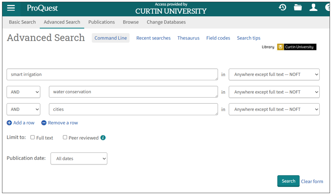 ProQuest advanced search